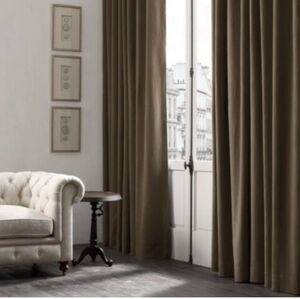 NEW PAIR Restoration Hardware Brushed Linen 50" X 84" Curtain Panels Cafe Brown